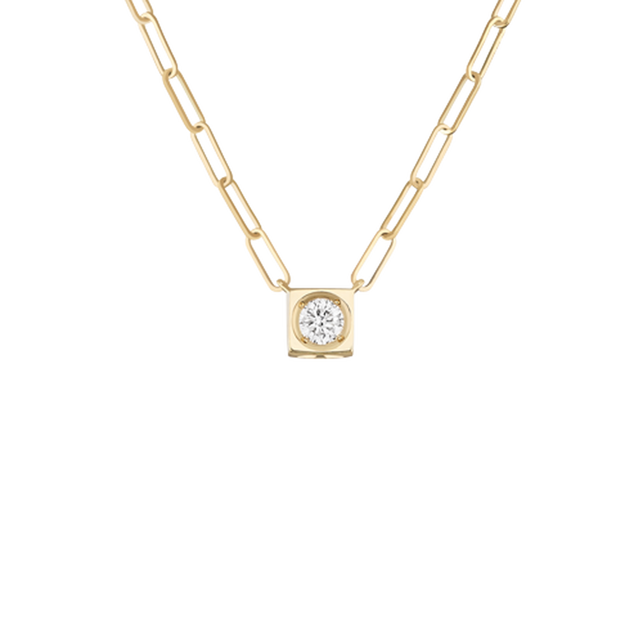 Le Cube Diamant Large Yellow Gold and Diamond Necklace Dinh Van 608211